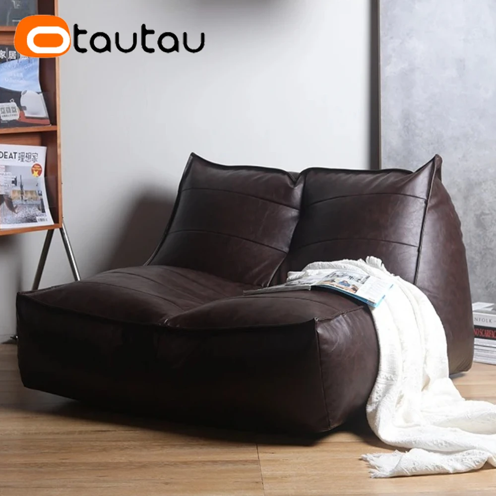 

OTAUTAU Faux Retro PU Leather Bean Bag Cover SF389【No Filler Inside! You Need To Buy Filler By Yourself !】