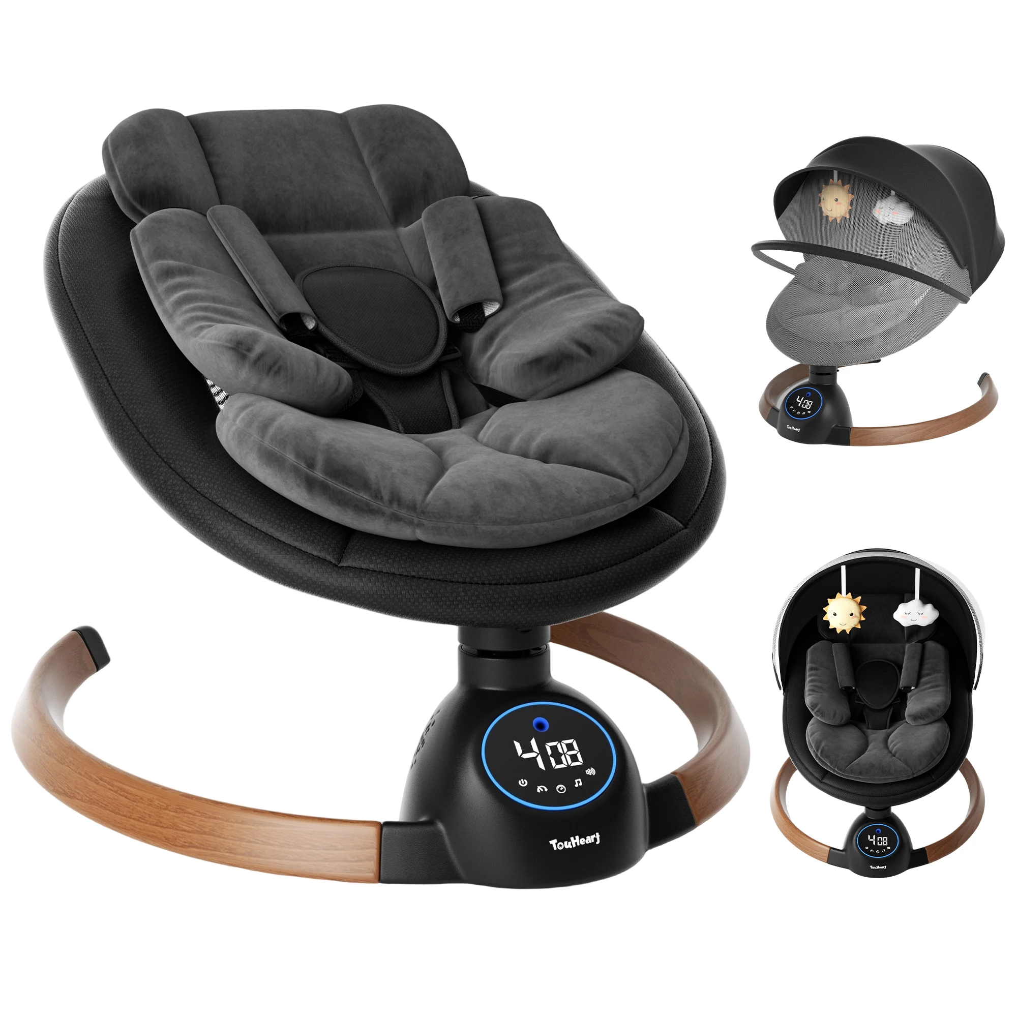 

TouHeart Electric Baby Swing, Infant Rocker with Bluetooth & Remote 5 Speeds 10 Lullabies 3 Timing