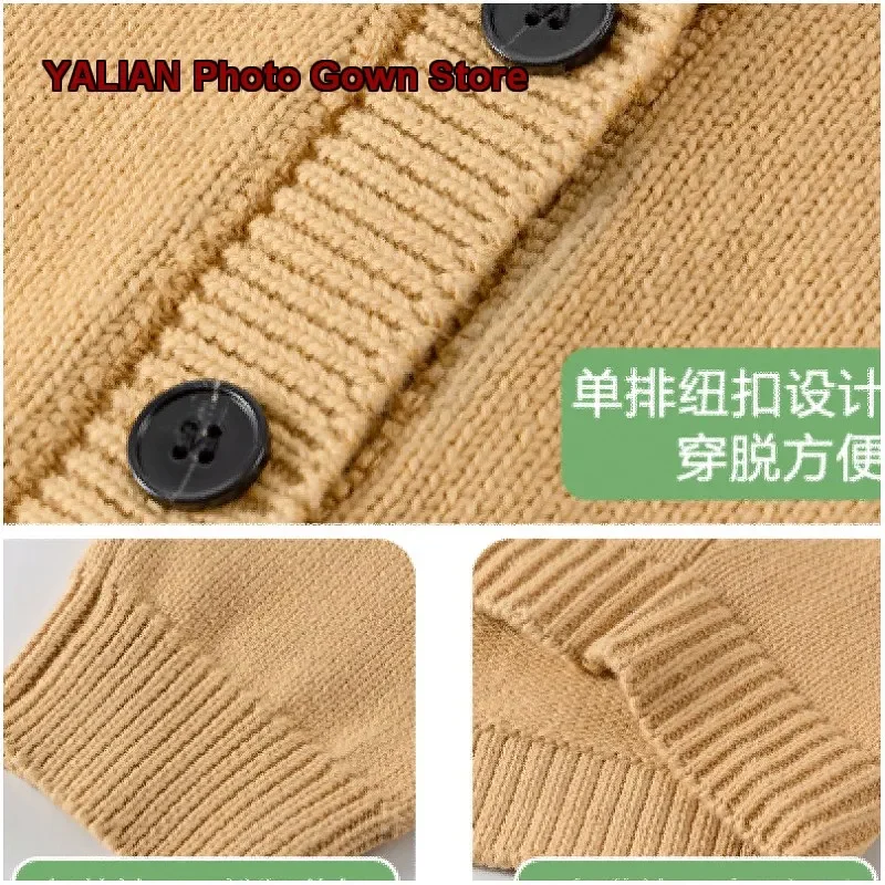 Boys Knit Coat 2026 Autumn Preppy Style College Windbreaker Kids