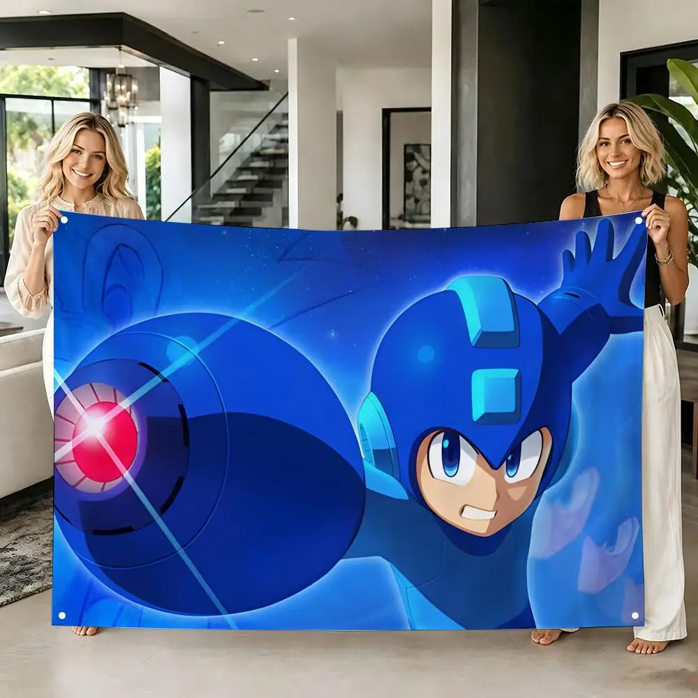 Retro Platformer Game M-Mega Man Flags Tapestry Creative Pattern Photo Living Room Wall Art Party Outdoor Decor