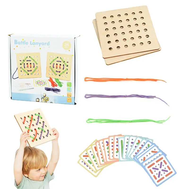

Threading Toy Wooden Lacing Cards Educational String Toys Toddler Threading Toys For Enhance Hands-On Ability Confidence Boys