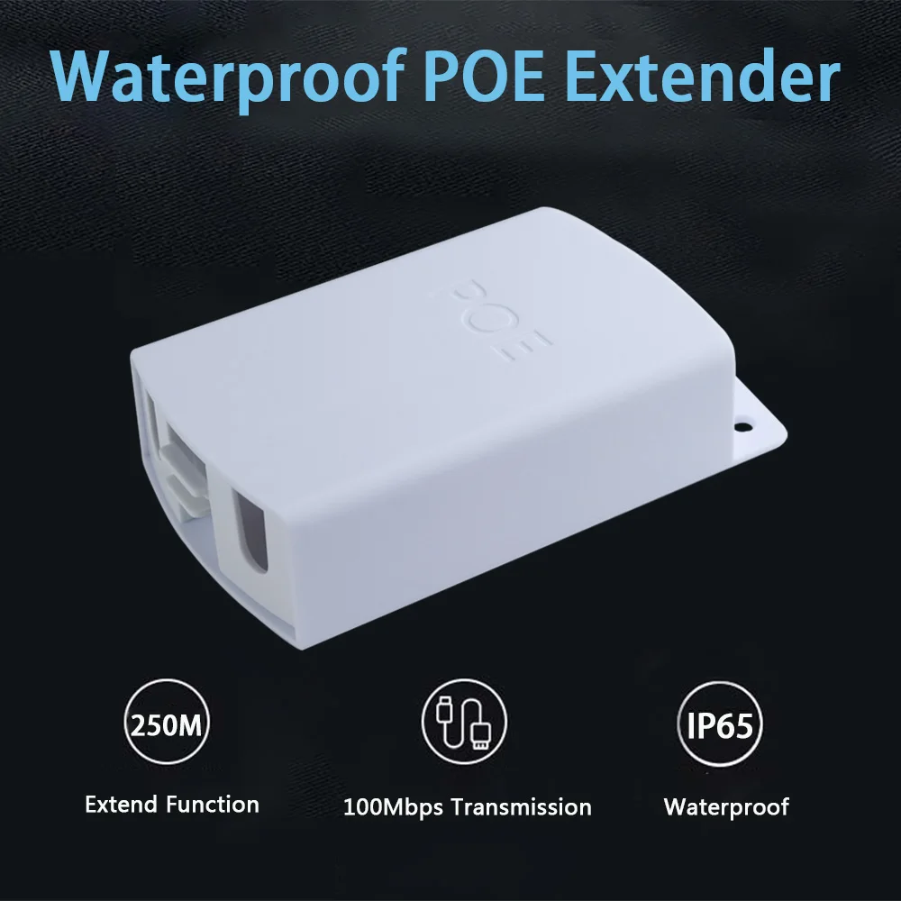 HUI-Tenda 4 Port PoE Extender Waterproof 10/100Mbps 1 To 4 PoE Repeater With IEEE802.3af/at 250M Extend for POE Switch IP Camera