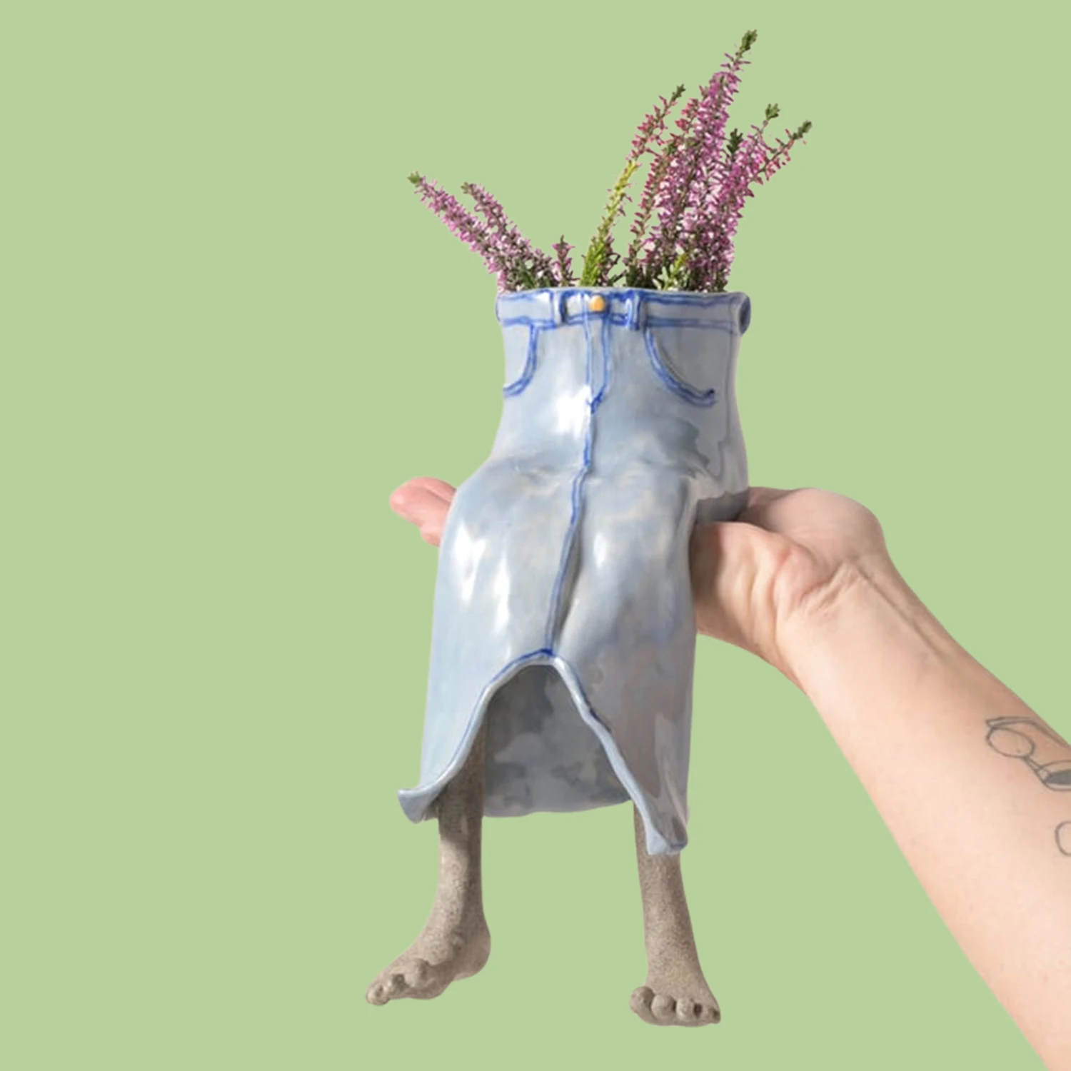 Maceta con patas colgantes, maceta de cerámica con forma de ropa, ideal para suculentas y pequeñas plantas verdes, decoración de mesa, 1 ud.