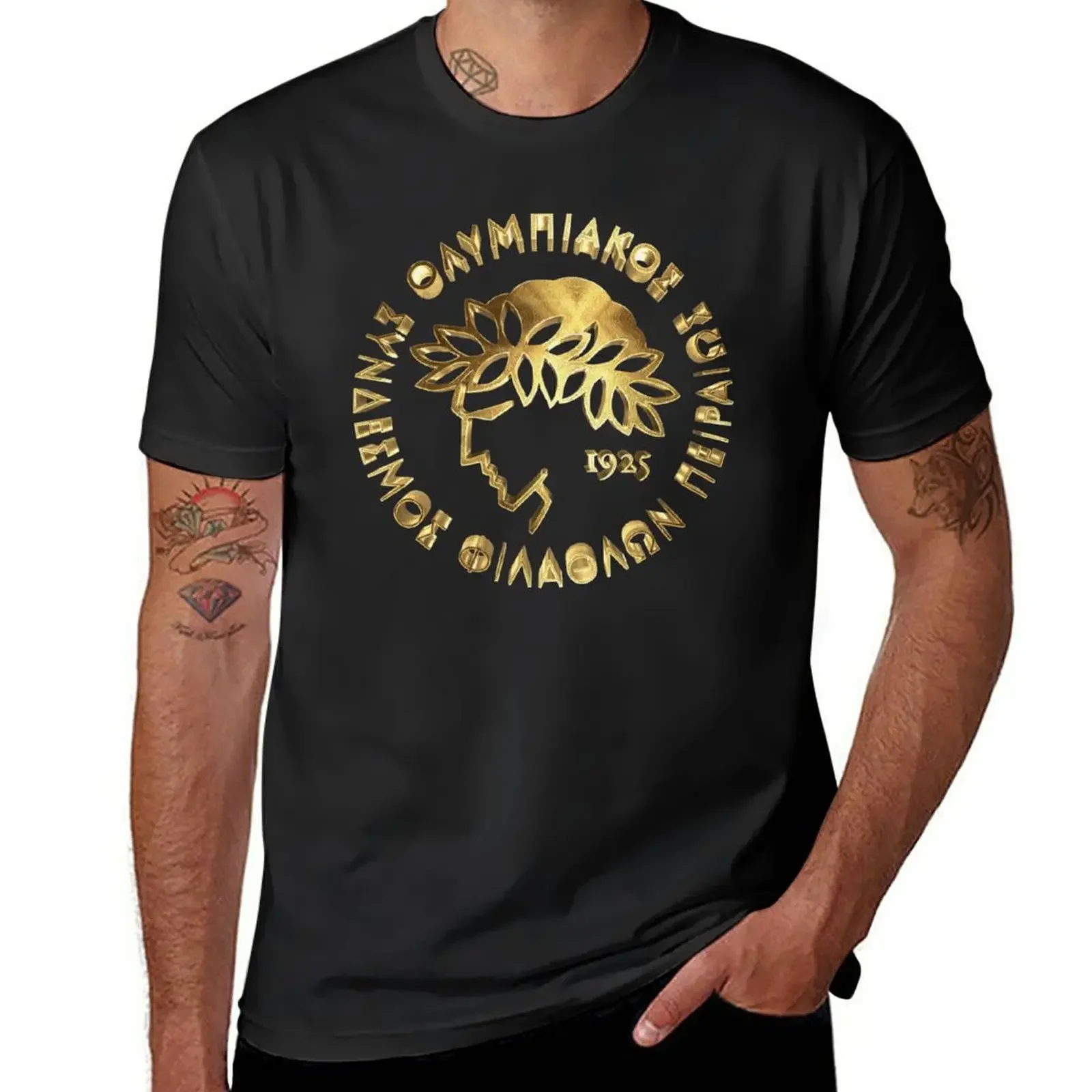 Gold Version of Greek Football Pride Olympiacos Piraeus T-Shirt cute tops t-shirts man funny t shirts for men