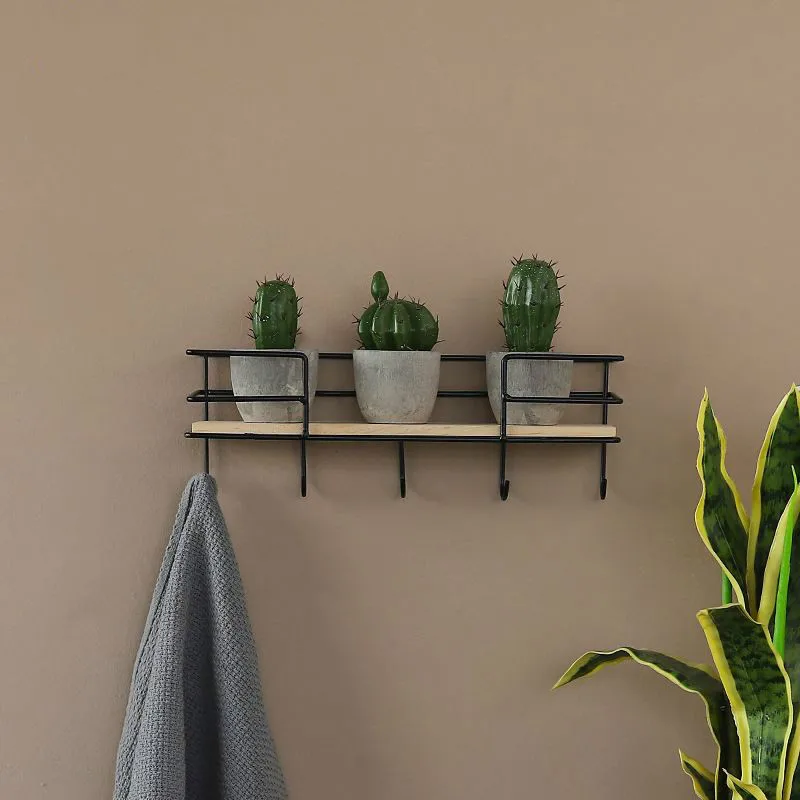 5 Hooks Iron Wall-mounted Storage Rack Household Living Room Decoration Wall Shelf Debris Storage Rack Key Towel Shelf