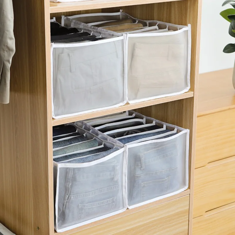 7 Grids Jeans Storage Box Closet Wardrobe Clothes Compartment Boxes Drawer Jeans Socks Separation Organizer Pants Storage