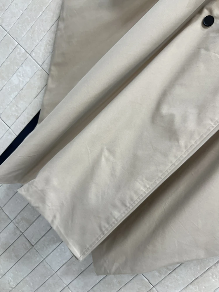 SVORYXIU الخريف نمط جديد الكاكي فضفاض خندق معطف المرأة نمط غير رسمي نمط بدوره إلى أسفل طوق نمط طويل معطف واقٍ من المطر #4