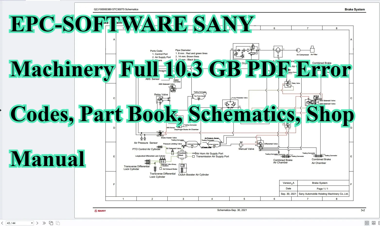 

EPC-SOFTWARE SANY Machinery, полный 10,3 ГБ PDF-коды ошибок, книга деталей, схема, руководство по магазине