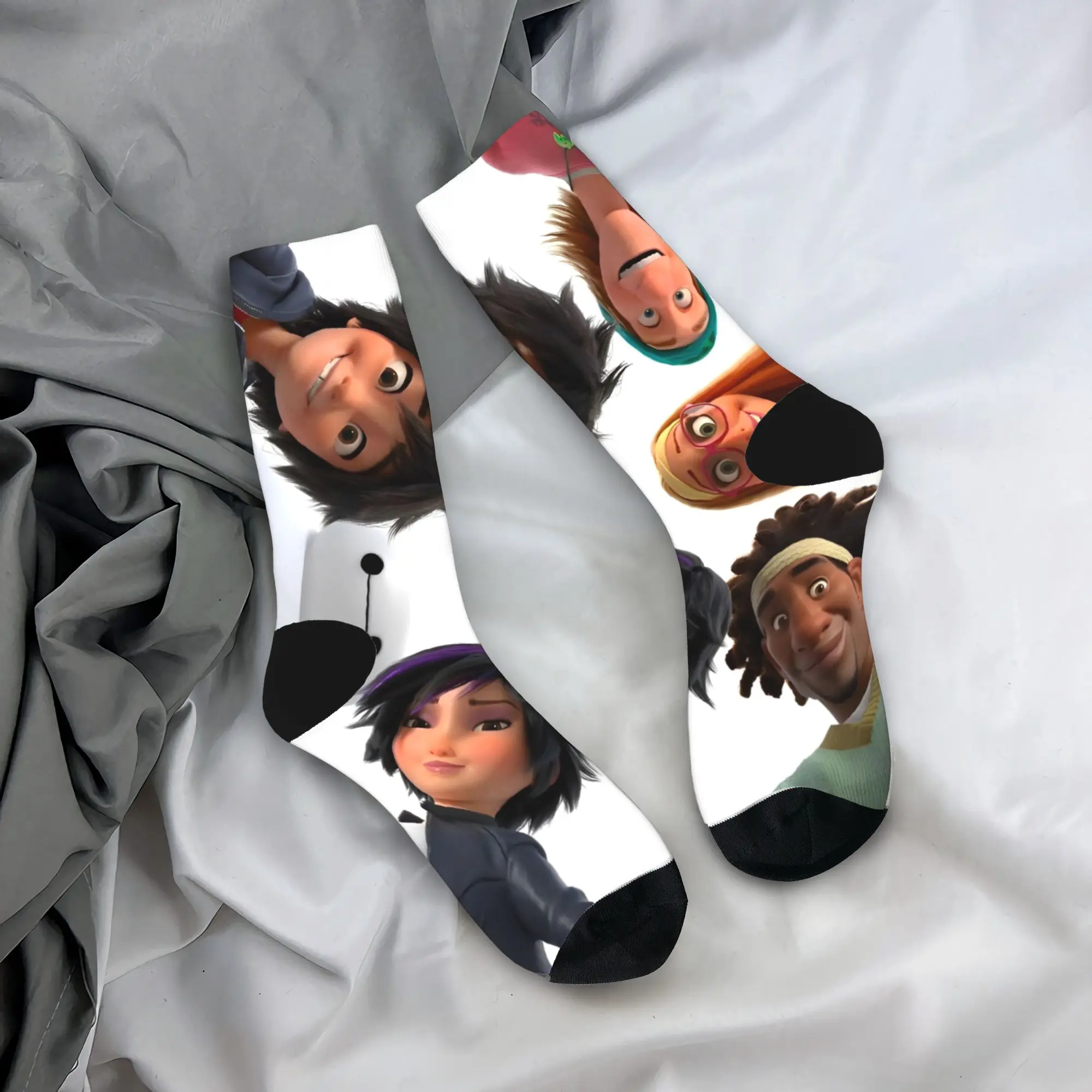 Big Hero 6 Cartoon Socks  Gothic Stockings Adults Men Comfortable Outdoor Sports Socks Spring Printed Anti Bacterial Socks