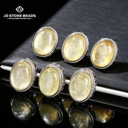 1 Pc Natural Gold Mica Stone Oval Cabochon Inlaid Magic Box Bead With Hole Pendant For Jewerly Making Diy Necklace Bracelet