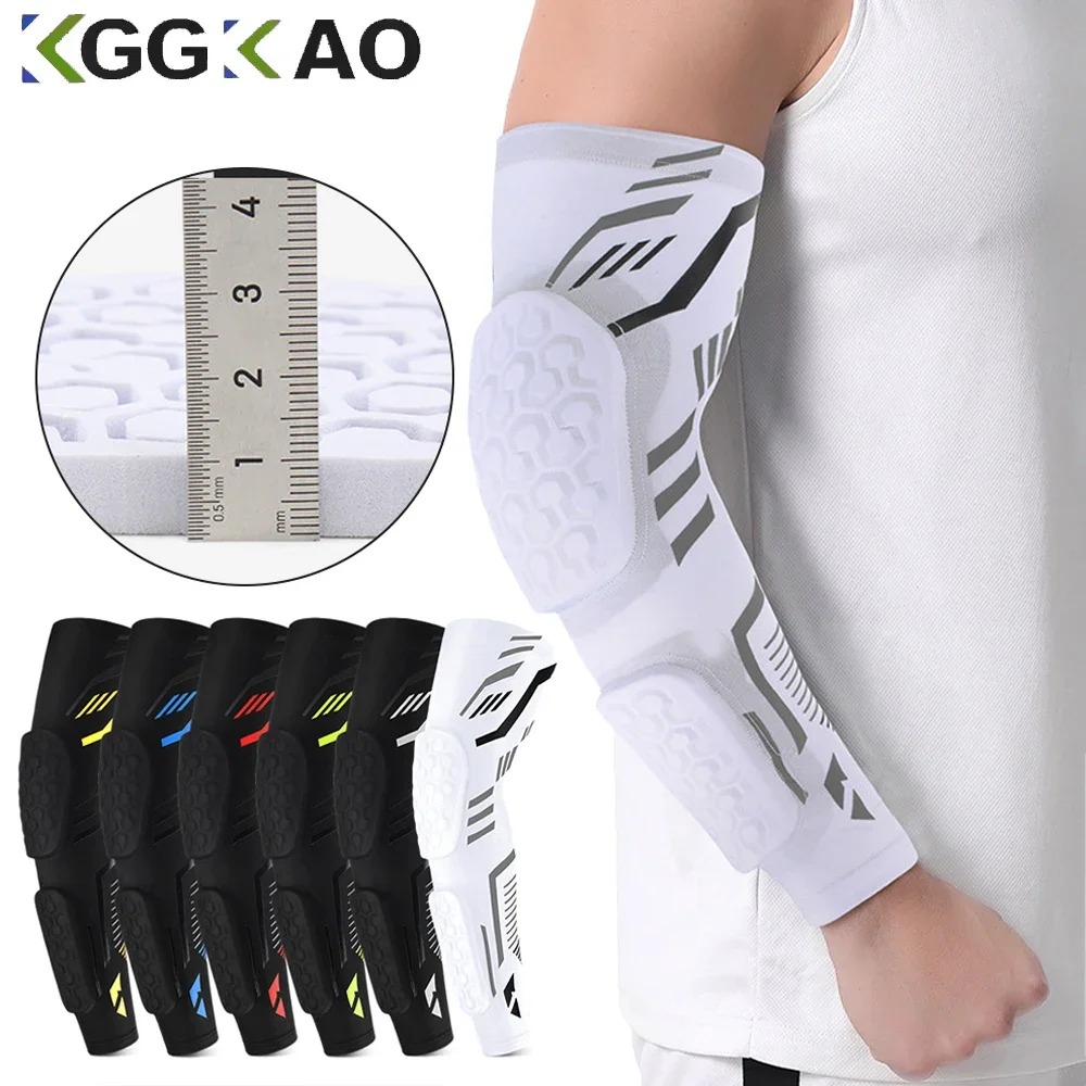 

1Pcs Padded Arm Sleeve Protective Compression Elbow Pad Basketball Football Volleyball Sports Youth & Adult, Single Sleeve