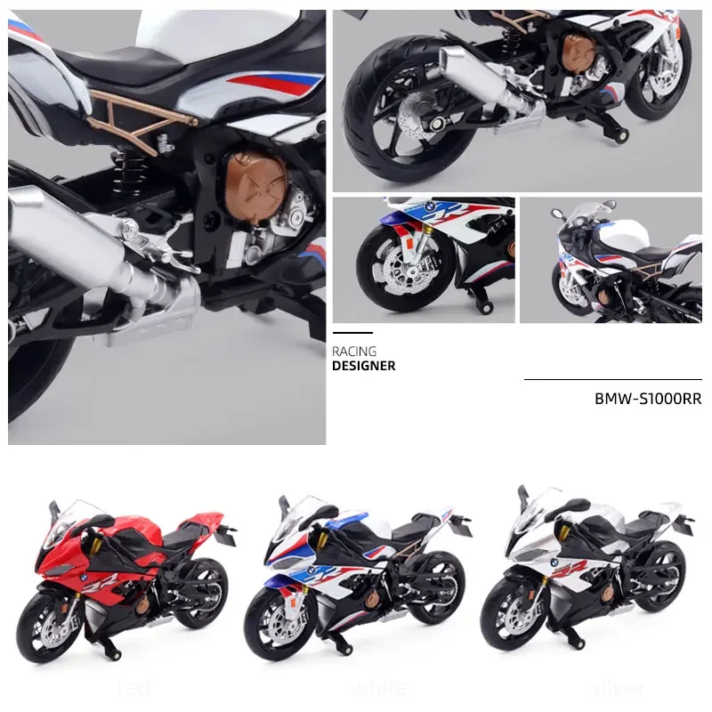 1/12 BMW S1000RR Toy Motorcycle RMZ City Diecast Metal Model 1:12 Racing Sport Miniature Collection Gift For Boy Kid