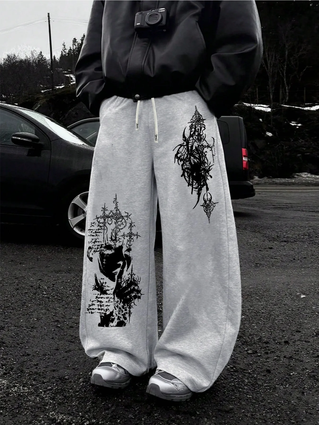 Men Cartoon Character Print Straight Pants Casual Sports Joggers Campus Spring Summer Hip Hop Streetwear Baggy Trousers S-3XL