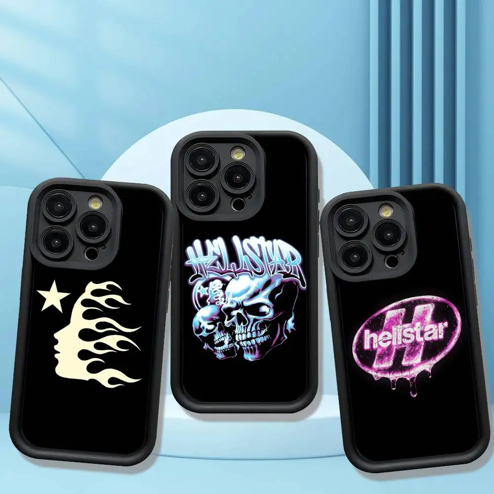 H-HellstarS Fashion Logo Silicone Soft Phone Case For iPhone 17 16 15 14 Plus 13 12 Mini 11 Black Cover