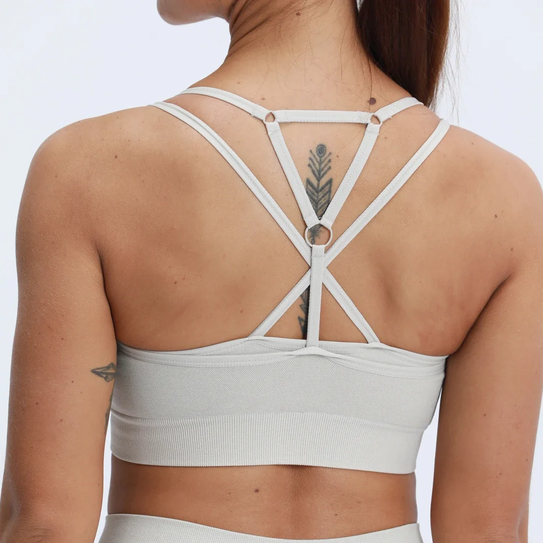 

Nepoagym ACTING Women Marl Strappy Padded Sports Bra Top Double Layered Cross Back for Fitness Running Gym Yoga Workout