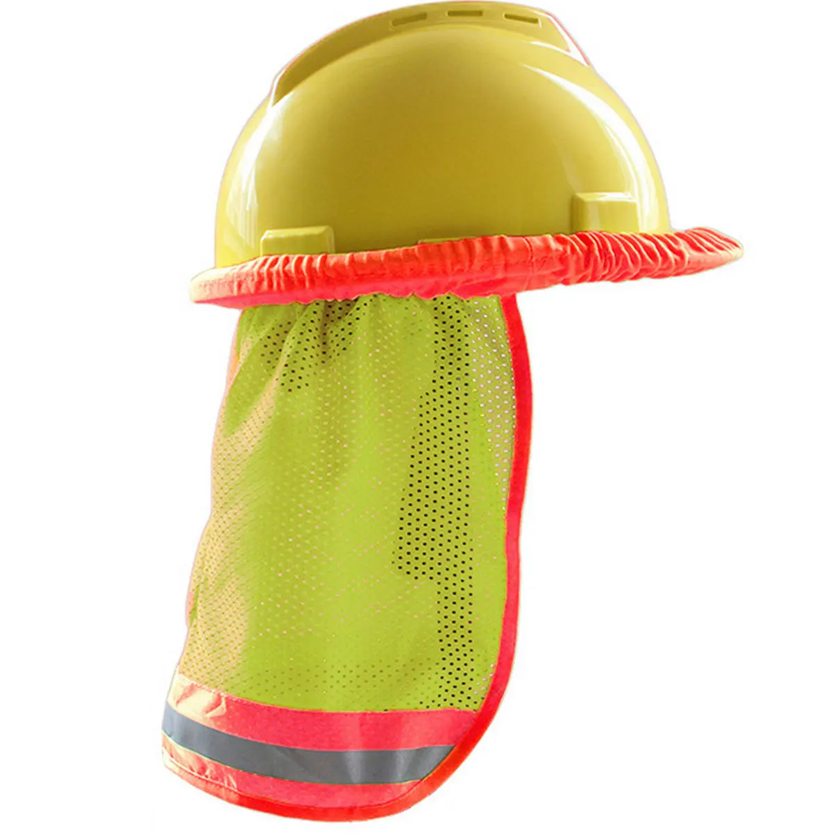 Cover with Sun Shade and Neck Protection Orange Reflective Stripe Mesh Protector for Outdoor Work High Visibility