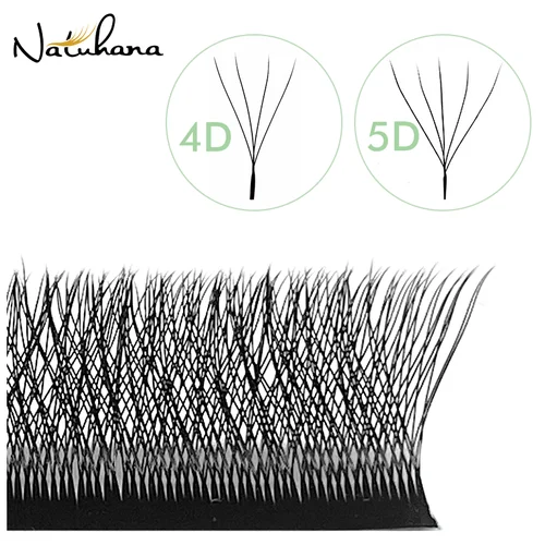 NATUHANA pestañas postizas individuales suaves naturales en forma de W 4D 5D volumen prefabricado 007mm fino C D Curl para maquillaje