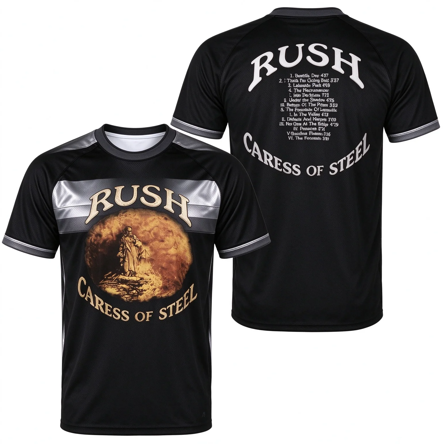 Rush - Caress of Steel Print Fashion T-shirt - Fan T-shirt for Band Lovers Suitable for Both Adults and Children