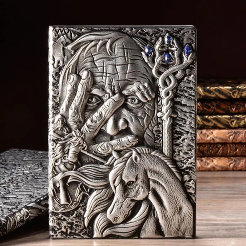 

A5 Vintage Notebook Antique Embossed PU Leather Notepad Men's Women's Journals Gift 100 Sheets Travel Office Diary