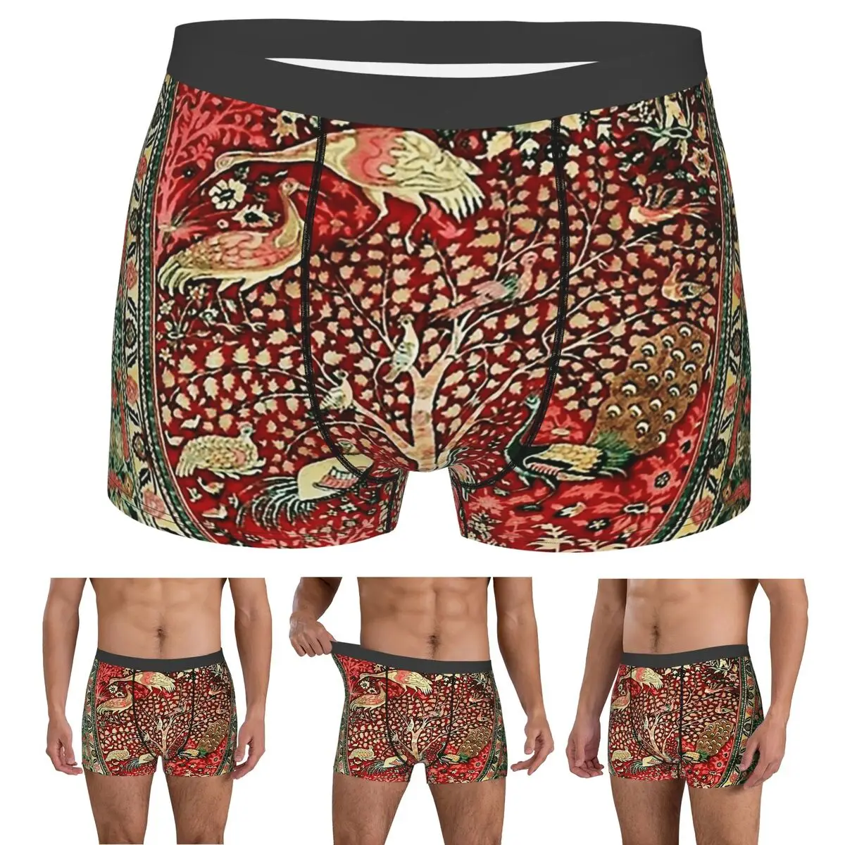 

Boxer Underpants Shorts Antique Persian Rug Bird Tree Flowers Ca Panties Men's Comfortable Underwear for Homme Man Gifts