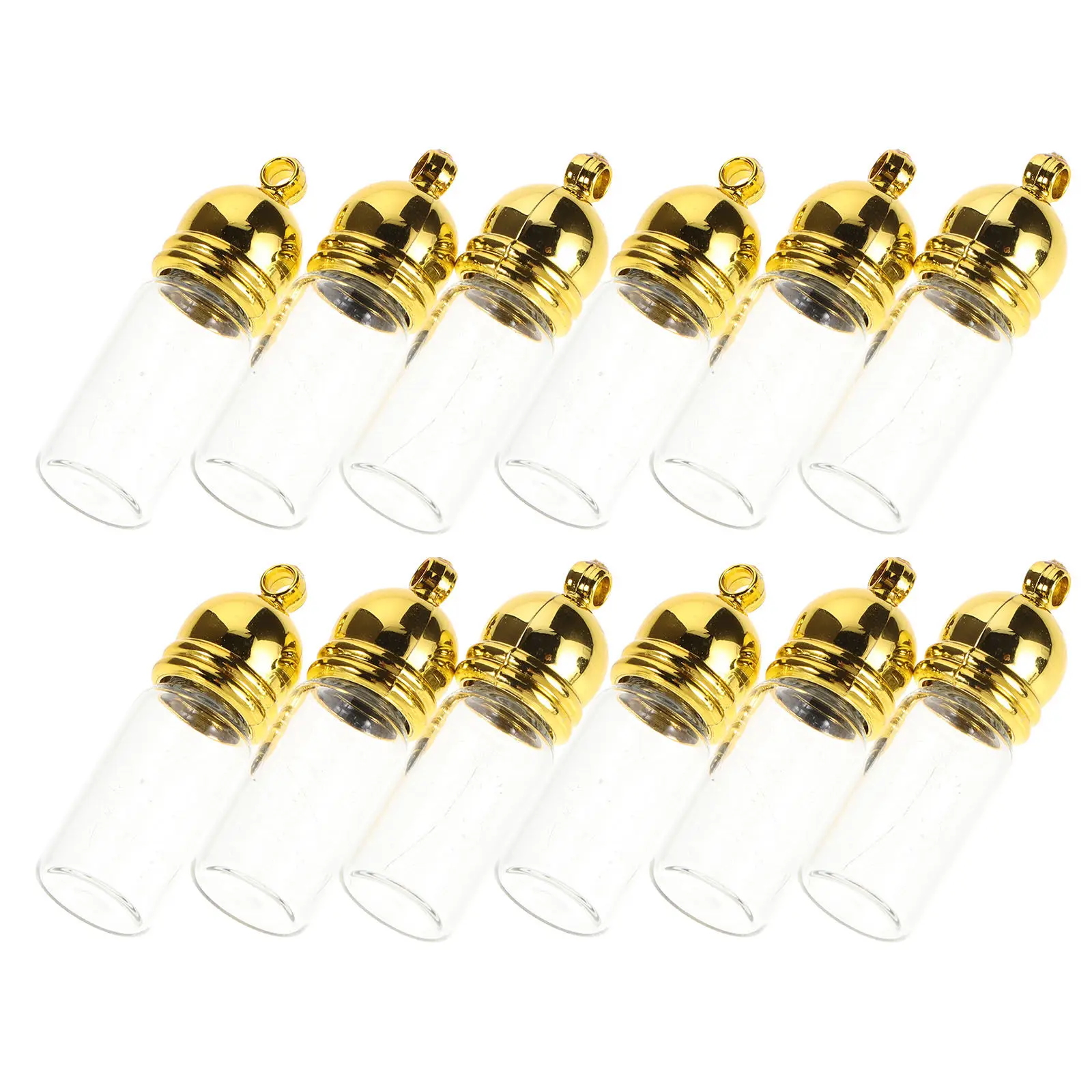 

12Pcs Mini Glass Bottle Pendant Charms for Necklaces Keychains Essential Oil Perfume Refillable Vial Jewelry Making Decor