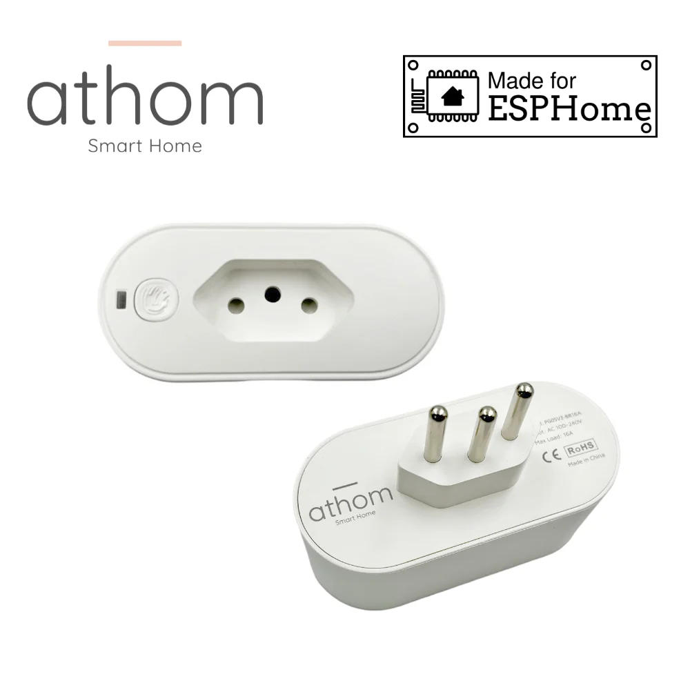 Athom Smart Home preflashed ESPhome Smart Plug Works With Home Assitant Brazil Standard 16A