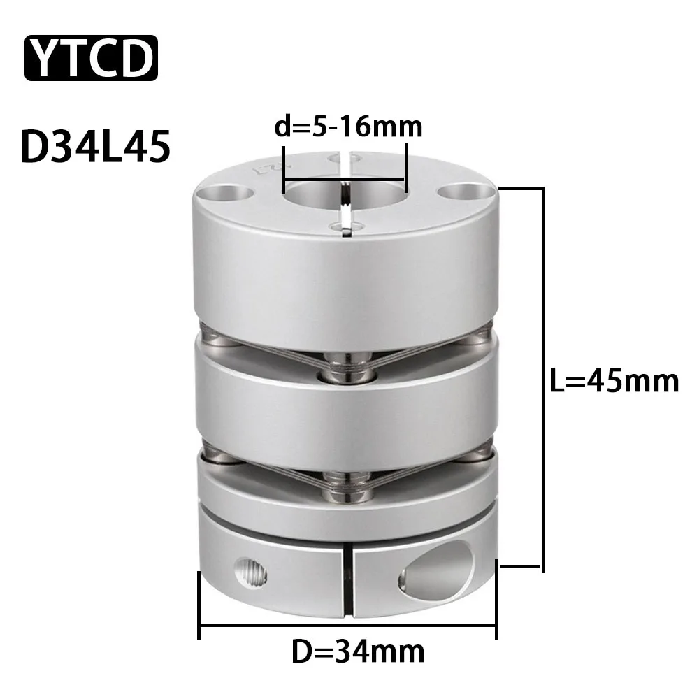 Coupling Double Diaphragm Shaft  D34L45 Motor Coupler High Torque Stepper Servo Screw Elasticity Couplers 5 6  7 8-16mm Printer