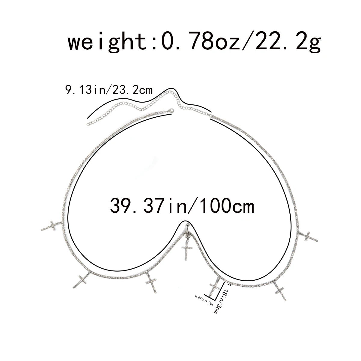 الصليب القلب حجر الراين البطن زر حلقة الخصر سلسلة المرأة الجسم سلسلة أزياء مثير التبعي