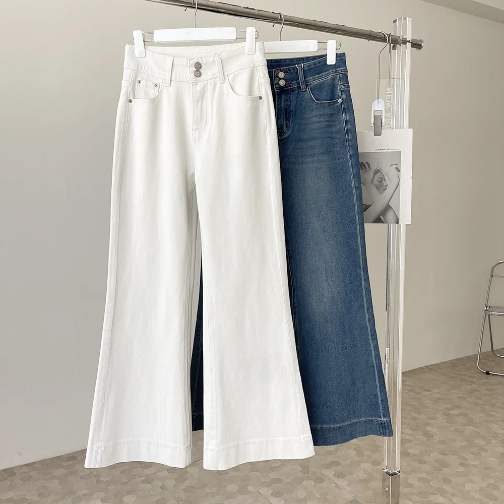 슬림핏 출퇴근용 하이웨이스트 스트레치 마이크로 플레어 진 YKK 지퍼 360 °   4면 스트레치 여성용 겨울 데님