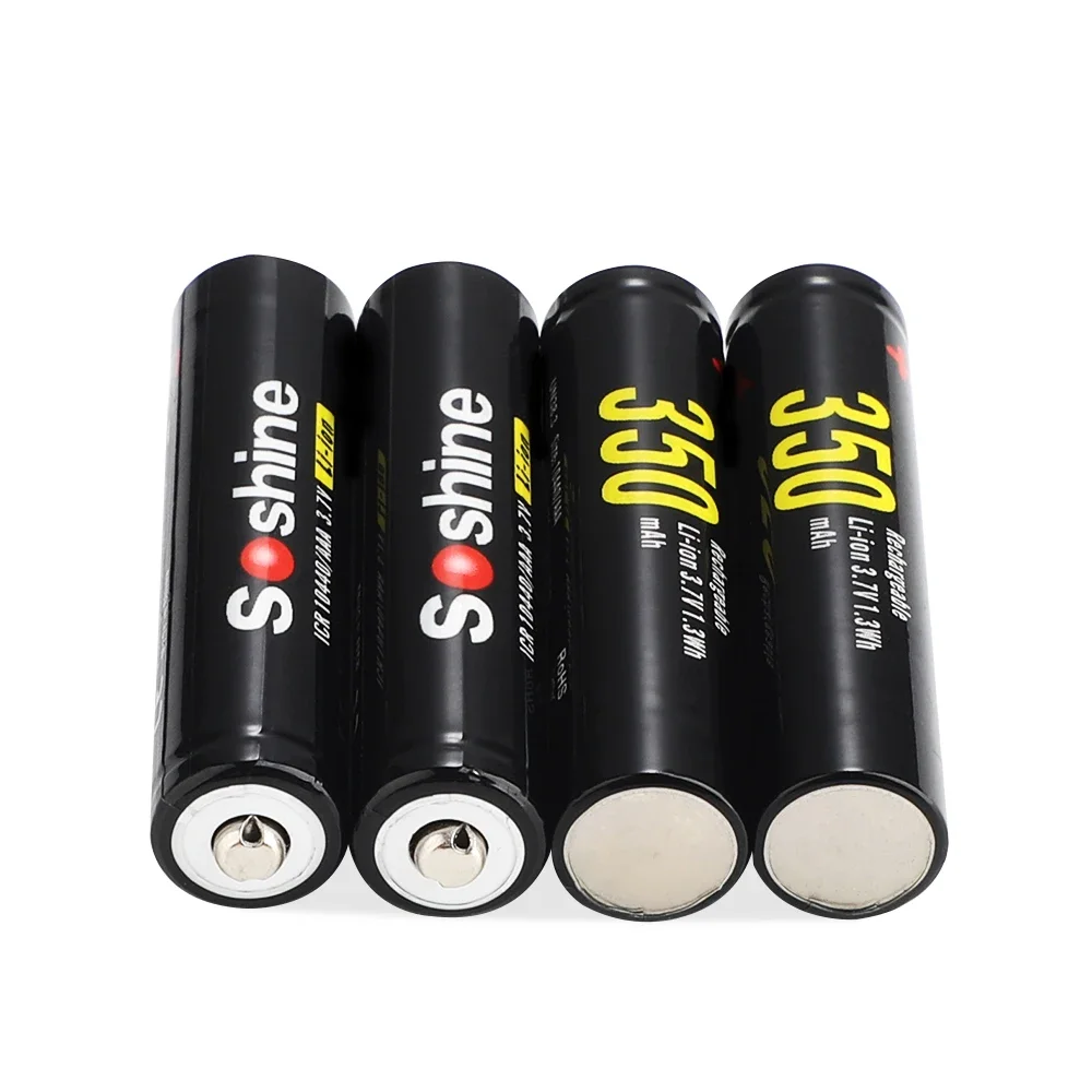 Soshine 350mAh 10440 AAA Li-ion Batteries 3.7V 350mAh Rechargeable Lithium AAA Battery for Microphone Headlamp Flashlight Radio