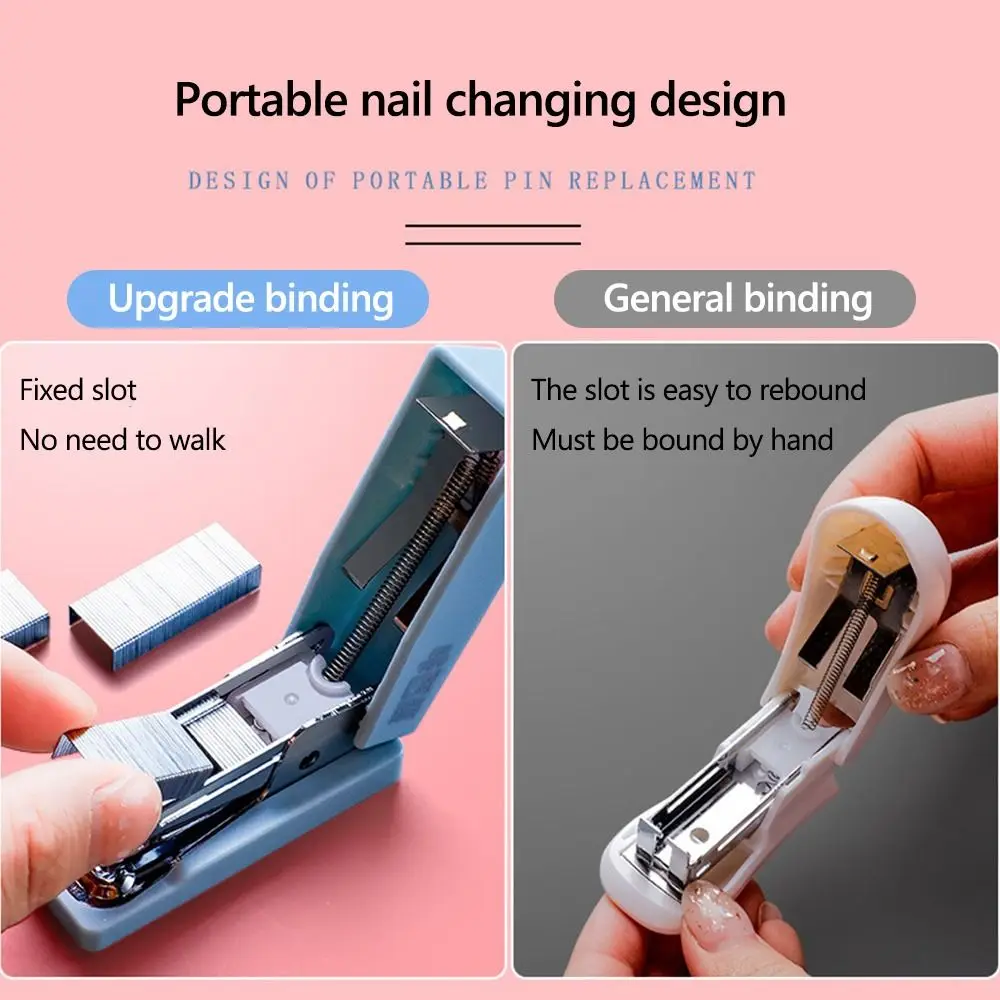 Cute Plastic Cartoon Metal Stapler Set Metal Stationery Mini Stapler School Office Supplies Gift Binding Tools