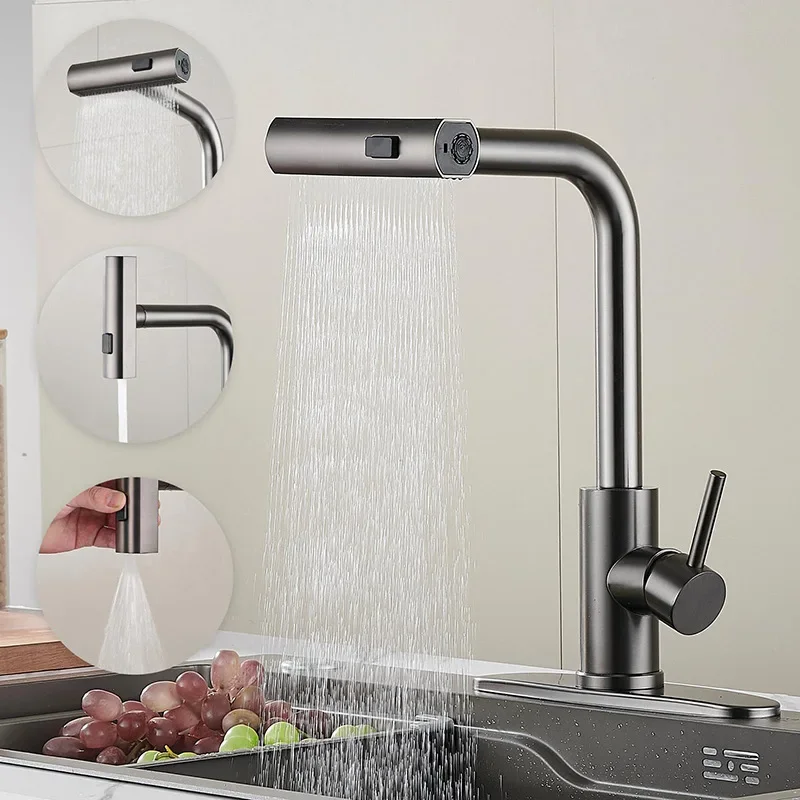 Tuqiu Kitchen Faucets  Brushed Gold Pull Out Kitchen Faucet Mixer Tap  Grey/Niickel Water Mixer Tap Mixer Tap