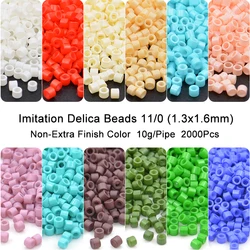 10g/Pipe 1.6mm Charm Glass Seed Beads 2000pcs Non-Extra Finish Color Imitation Delica Bead For Kids Jewelry Making