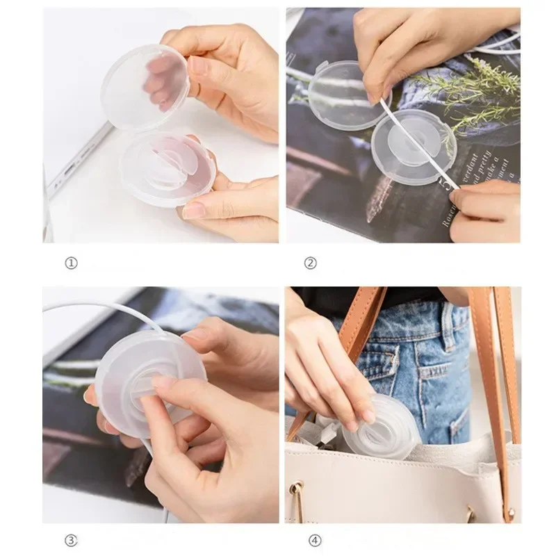 Transparent Round Wire Winder Box Cable Management Retractable Cord Organizer Portable USB Charger Holder Earphones Cord Storage