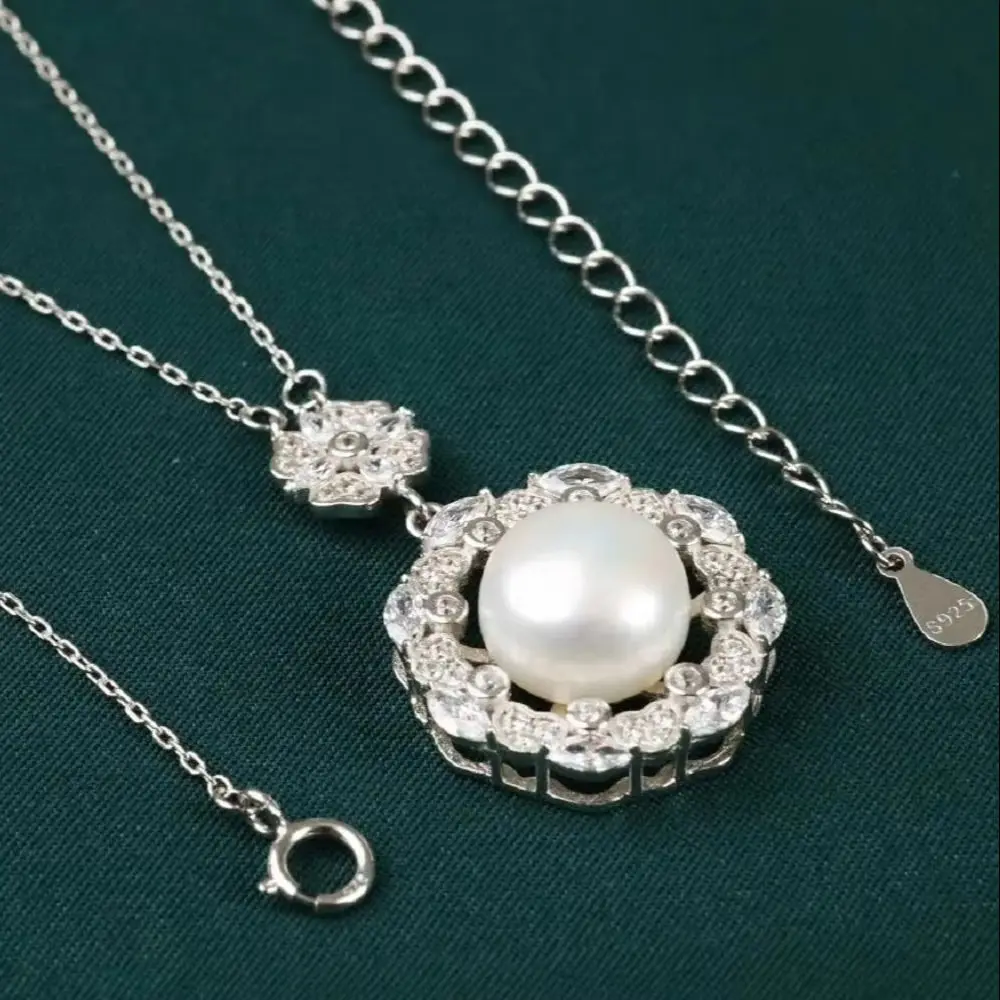 18'' Pearl Necklace Pendant 7-8-9mm Ladies' Natural South  Sea White Pearl AAA 925S