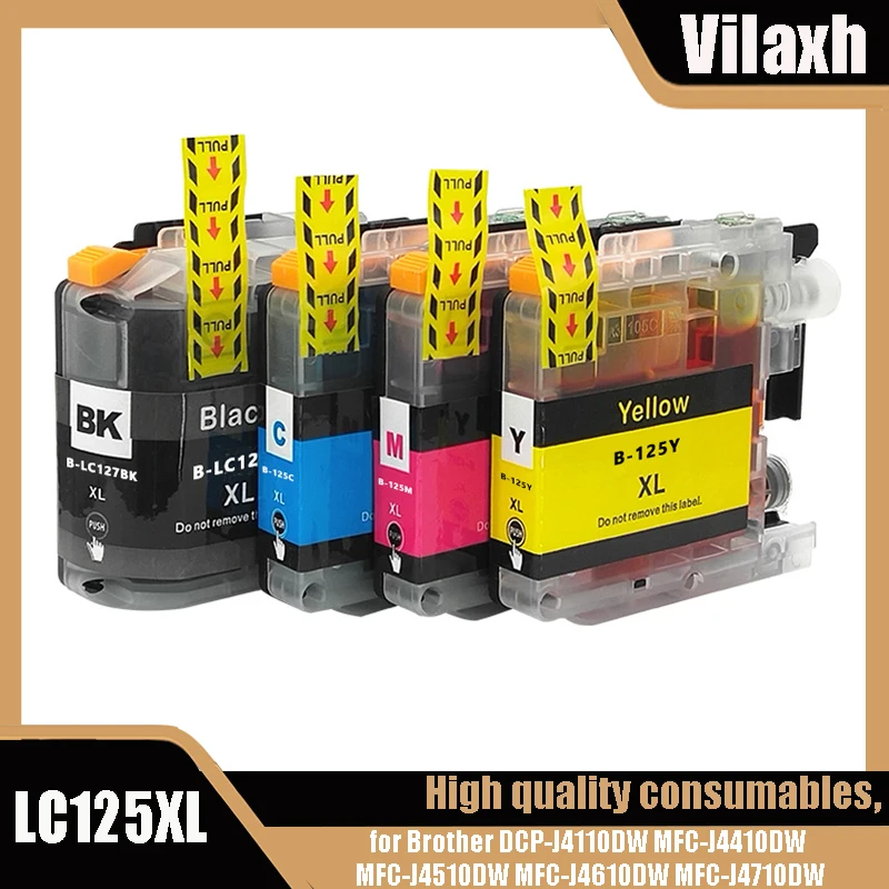 Vilaxh LC127XL LC125XL Ink Cartridge LC127 LC125 for Brother DCP-J4110DW MFC-J4410DW MFC-J4510DW MFC-J4610DW MFC-J4710DW