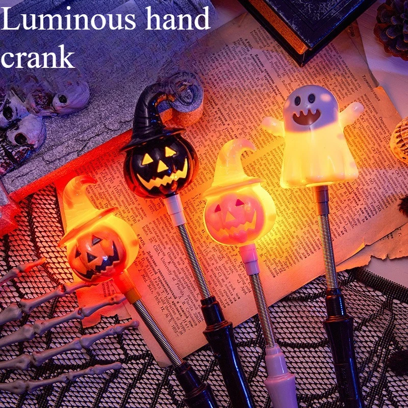 

2PCS Halloween Decoration Pumpkin Lanterns Small Gifts Glowing Hand Cranked Sticks Party Props Decorations