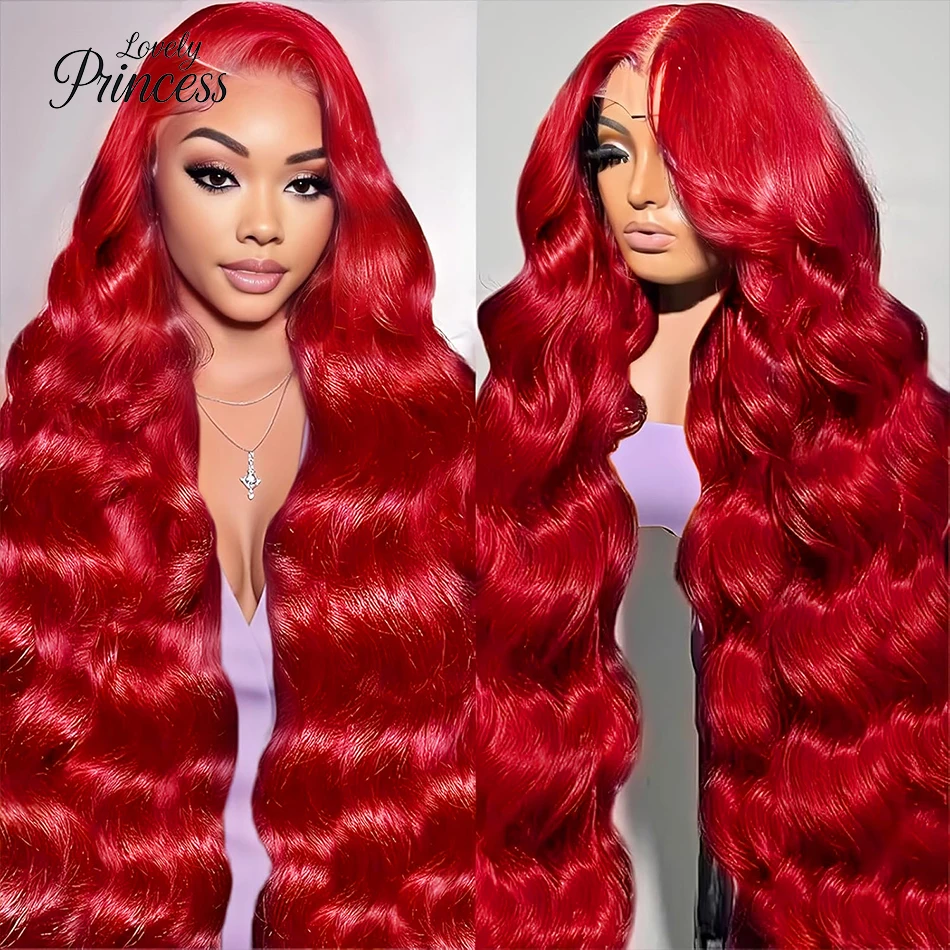 30 40 بوصة الساخن الأحمر 13x4 Hd الدانتيل الباروكات الأمامية باروكة من شعر طبيعي البرازيلي الأحمر اللون الجسم موجة 13x6 الدانتيل شعر مستعار أمامي للنساء السود #1
