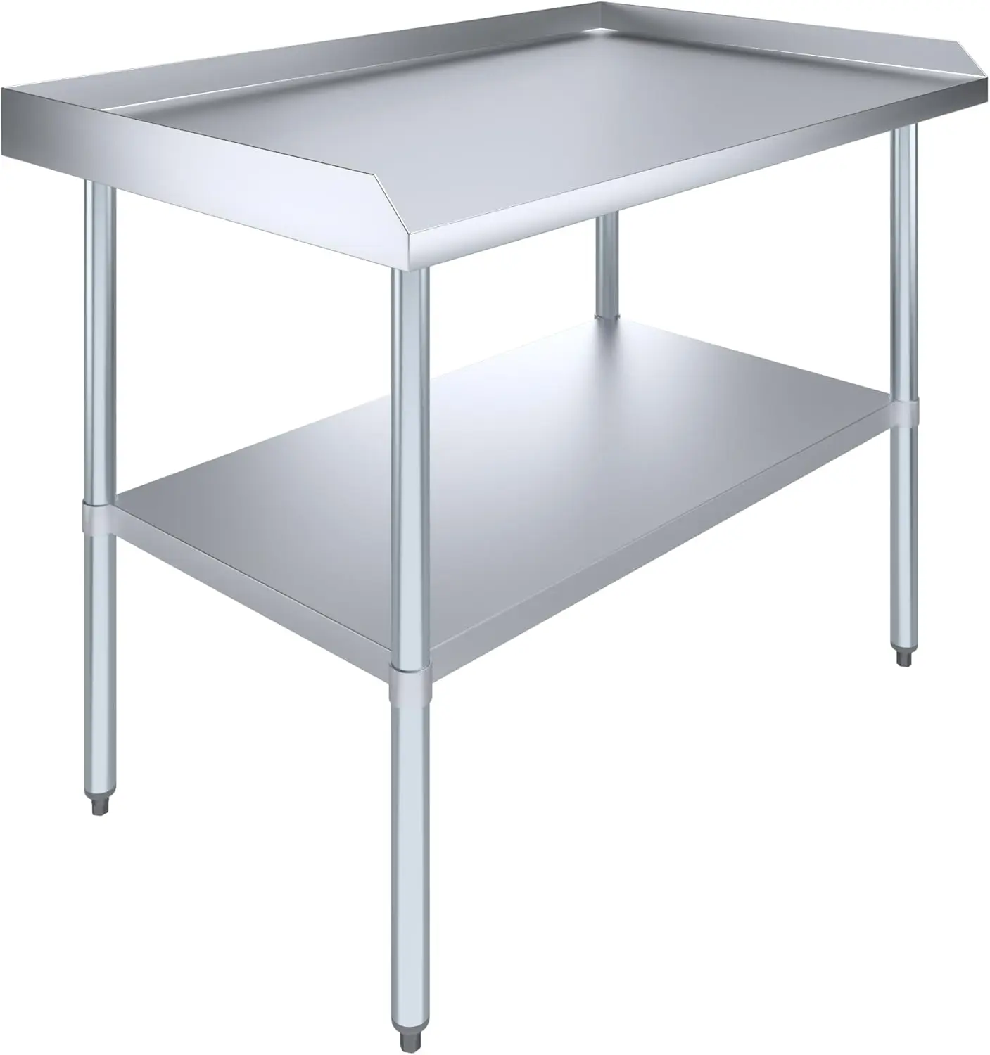 Commercial Work Table with Backsplash and Sidesplashes | NSF (Stainless Steel Table with Sideguards, 48