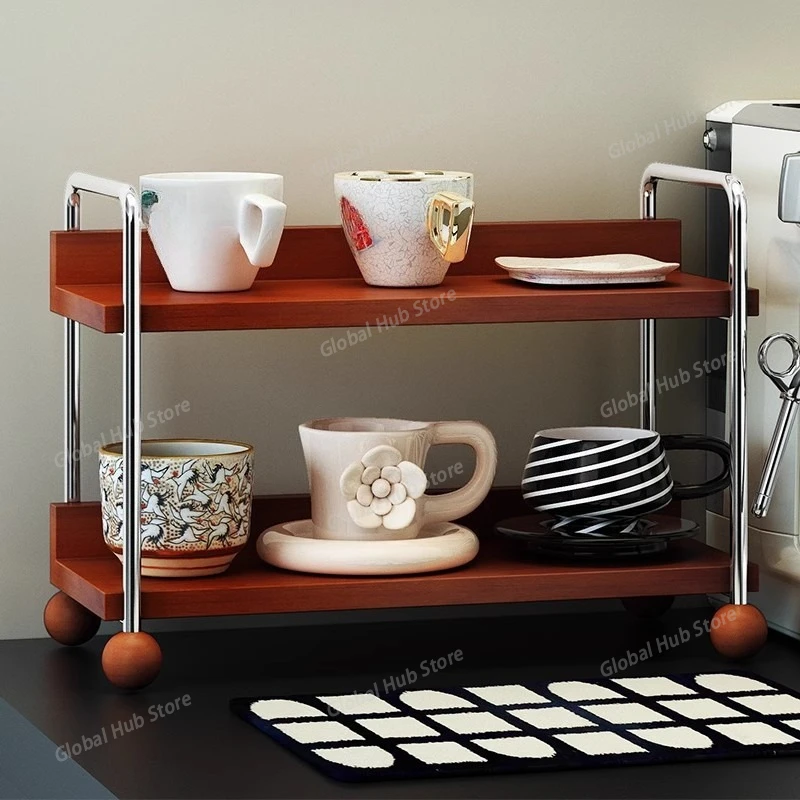 Cup Holder, Water Cup Storage Rack, Desktop Light Luxury Medium and Antique Multi-layer Cup, Coffee Cup, Mug, Water Bar Rack