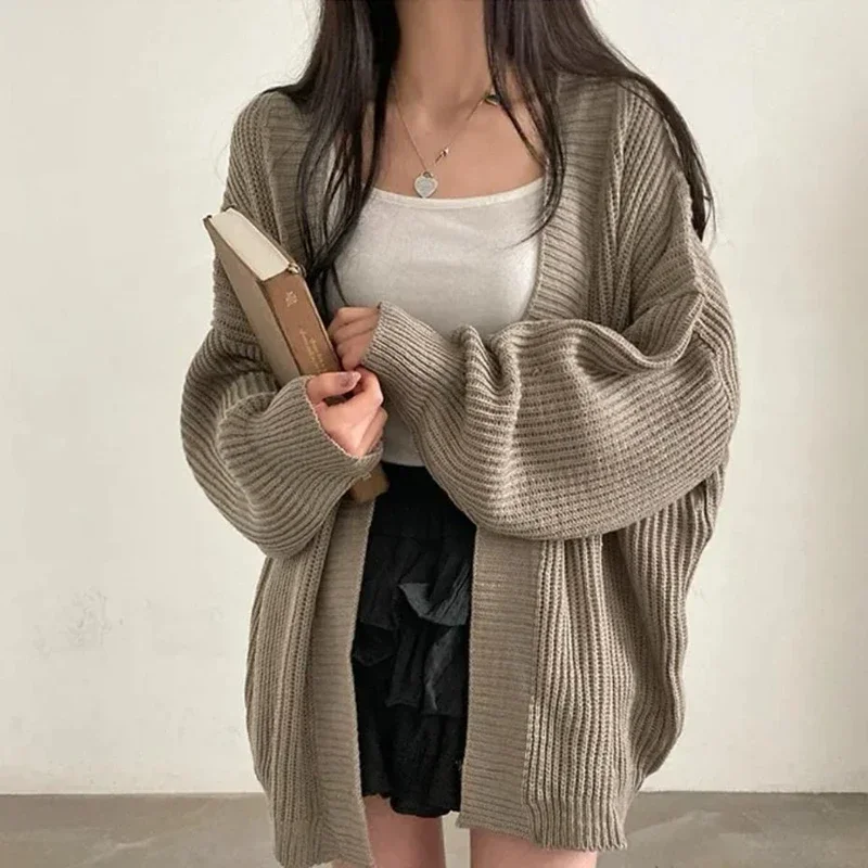 Autumn Winter Lantern Sleeve oversized Warm Knitwear Female Fashion Long Sweaters Cardigan Women Casual Sweater Coats Outwear