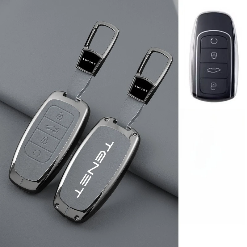 Zinc Alloy Key Fob Cover for Tenet T4/T9/T7/T8, Heavy Duty Metal Protective Case Shell with Keychain, Anti-Drop & Scratch Proof