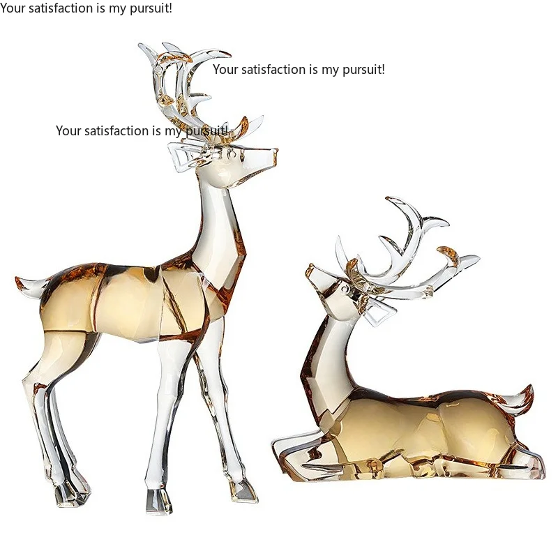 for Holiday Daily Use Amber Running Pair Elk Ornaments, Crystal-like Christmas Deer, Desktop Home Decorations