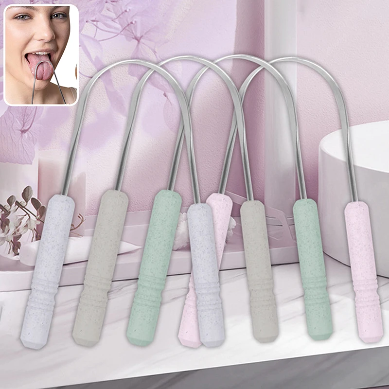 1pcs Stainless Steel Tongue Scraper Bad Breath Removal Cleaner Brush Fresh Breath Coated Tongue Toothbrush Oral Hygiene Care