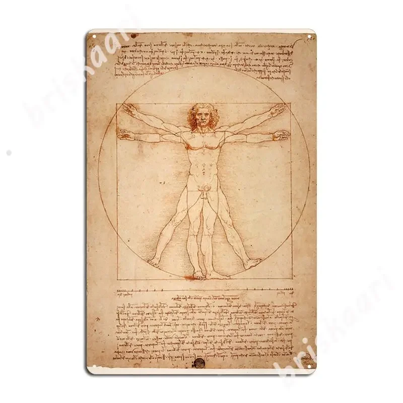 1492 Leonardo Da Vinci - Vitruvian Man Metal Signs Wall Mural Mural Funny Wall Decor Tin sign Posters