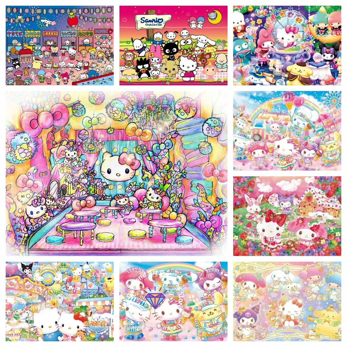 

Sanrio Family DIY 5D AB Diamond Painting Kit Diamond Embroidery Cross Stitch Handmade Art Gift Crafts Home Decor Children Gift