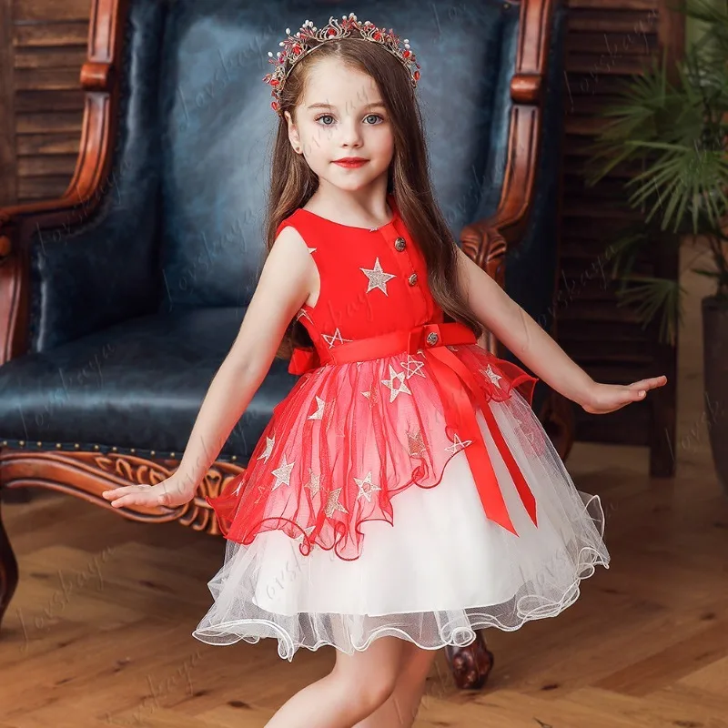 

Детское торжественное платье принцессы — нерегулярная сетчатая шелковая пышная юбка для девочек, костюм для выступлений на день защиты детей