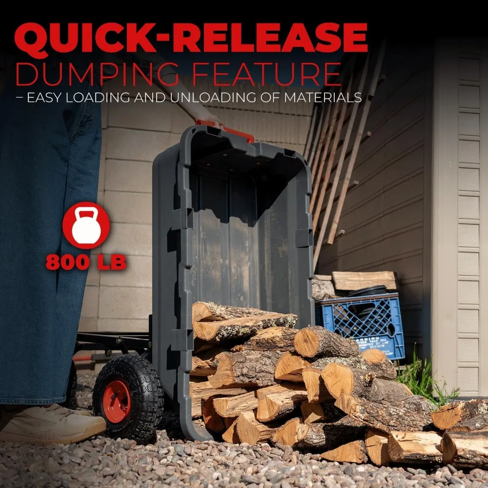 야드, 농장 및 야외 사용을 위한 덤프 웨건 및 다용도 기능을 갖춘 헤비 듀티 2-in-1 컨버터블 가든 카트 - 800파운드 용량