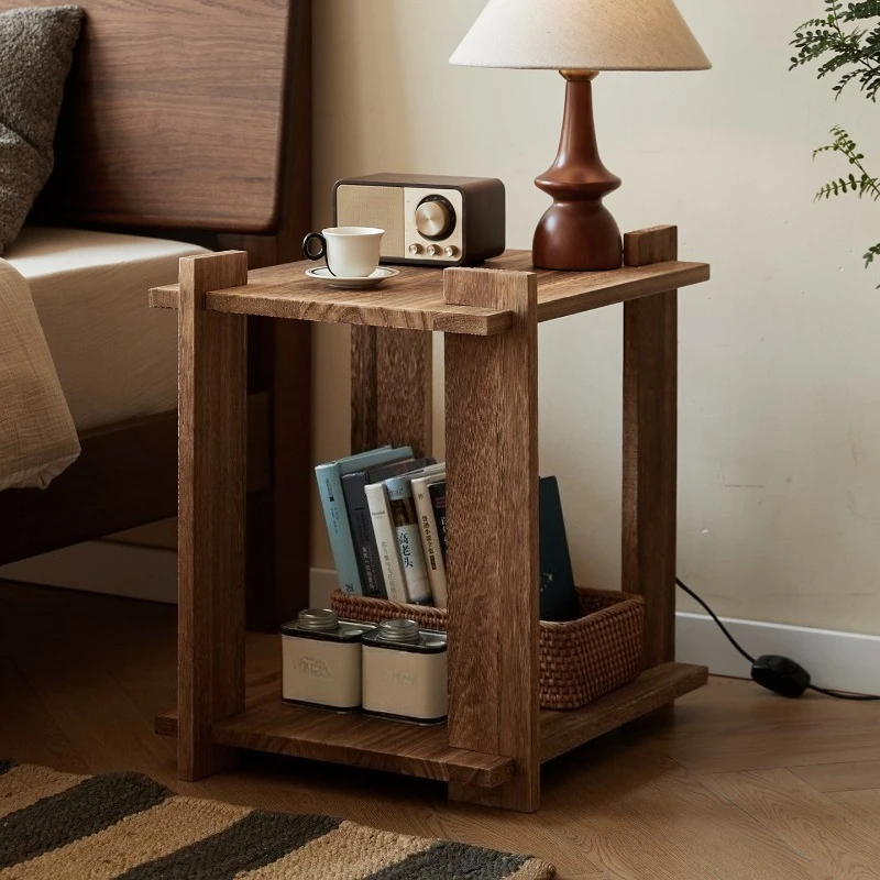 Solid wood bedside table household bedroom simple creative shelf bedside table replacement
