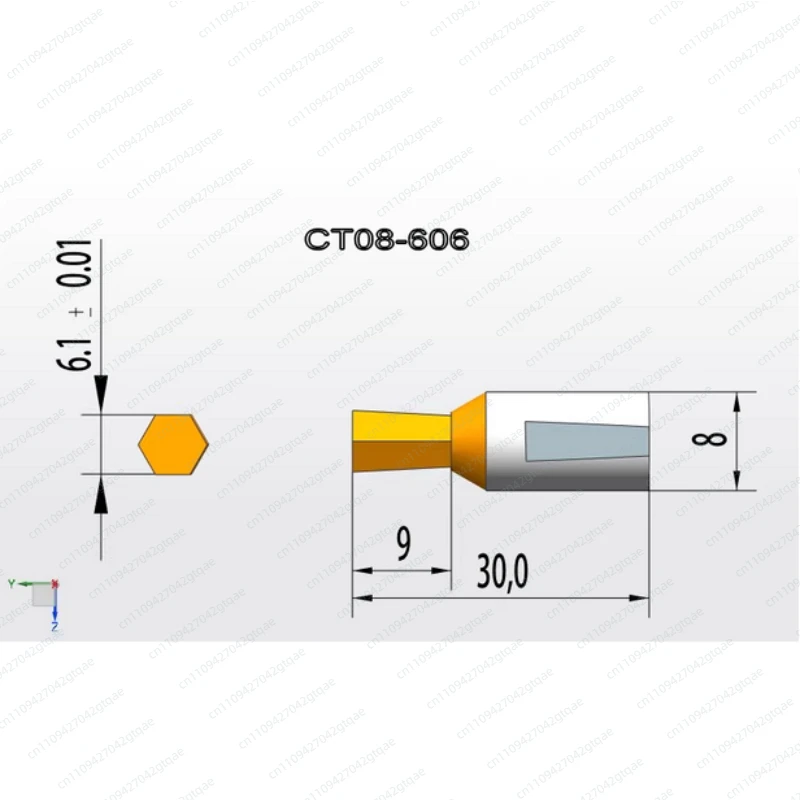CT08 HSS-Tin Rotary Broach Punching Cutter Tool 8mm Shank Inner Hexagon for Steel Special Punch for Steel Parts